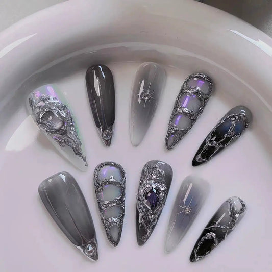 Iron Ore Meteorite-Inspired Press On Nails – Australia's Pinnacle of Nail Couture