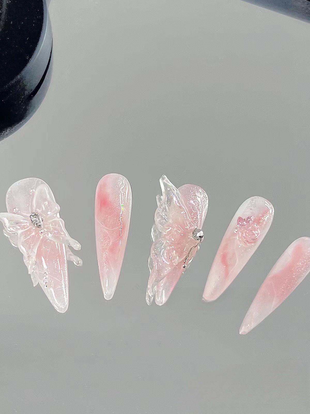 【Ice Butterfly】Handmade three-dimensional butterfly watercolour blooming | False Nails | SHOPQAQ