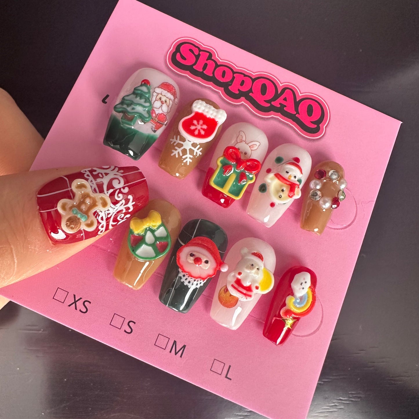 Holiday Magic Press-On Nails – Santa Claus, Winter Gifts, and Festive Designs | False Nails | False Nails, Handmade False Nails, press on nails | SHOPQAQ