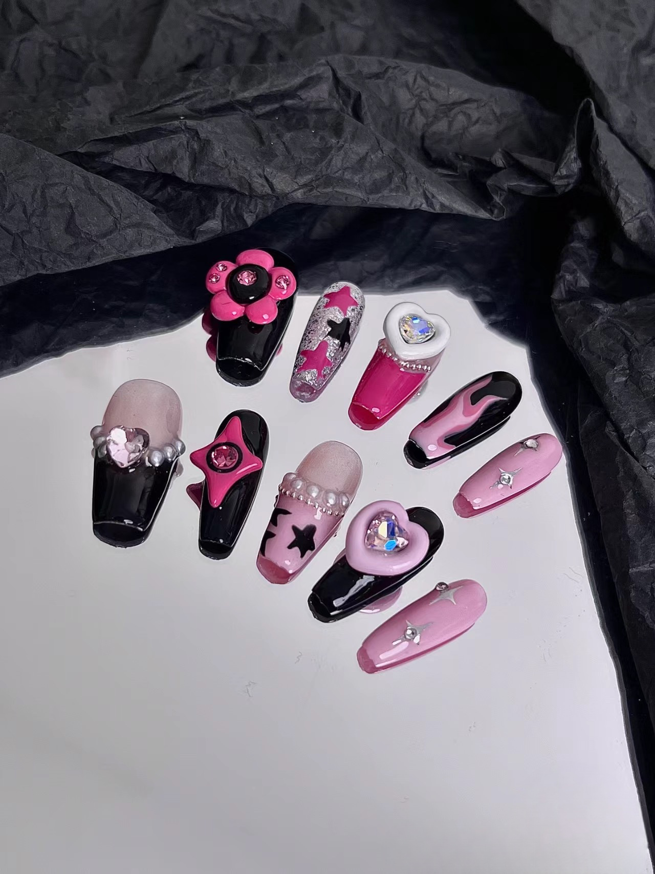 Blackpink style handmade nails False Nails from SHOPQAQ
