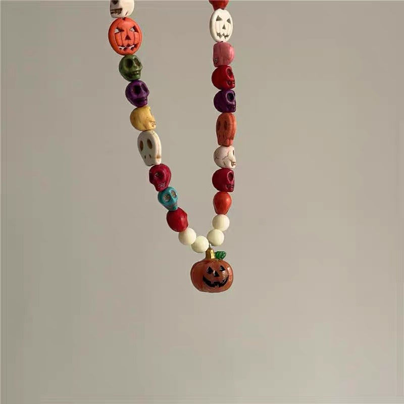 【Halloween】Pumpkin Spider Beaded Wood handmade | necklaces | SHOPQAQ