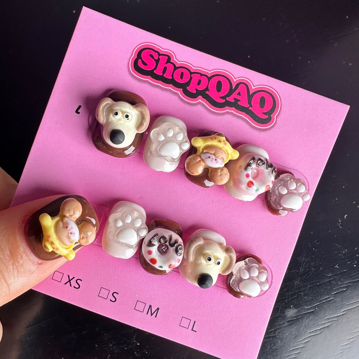 Handcrafted Cartoon Puppy Press-On Nails - Cute & Simple Ultra-Short Removable Nail Art for Students | False Nails | False Nails, Handmade False Nails, press on nails | SHOPQAQ