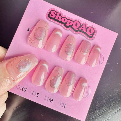 French Gradient Cat Eye Simple Elegant | False Nails | False Nails, Handmade False Nails, press on nails | SHOPQAQ