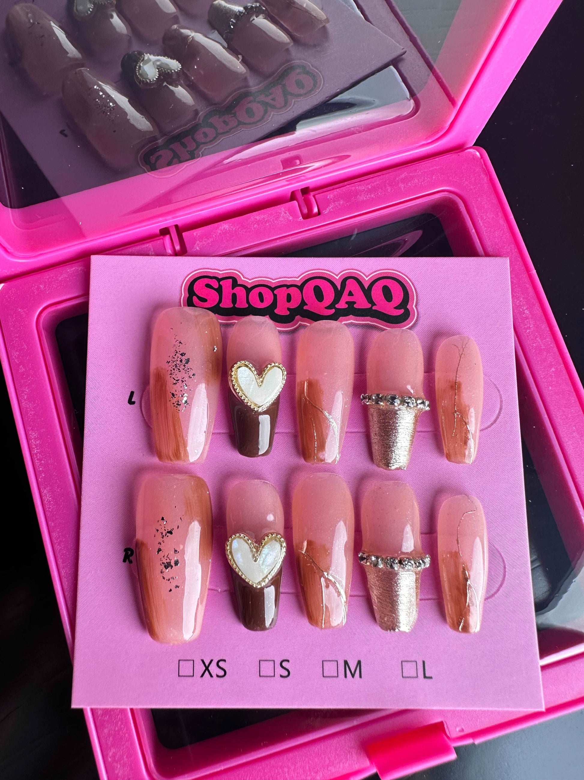 Autumn Winter Blended Heart Detachable Reusable Press-On Nails False Nails from SHOPQAQ