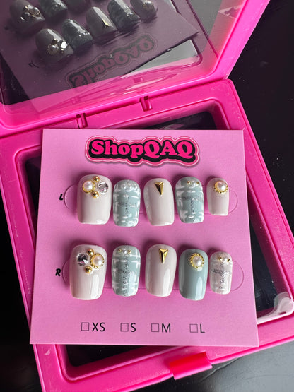 Handcrafted Chanel-Inspired French Pearl Press On Nails – Timeless Elegance False Nails from ShopQAQ