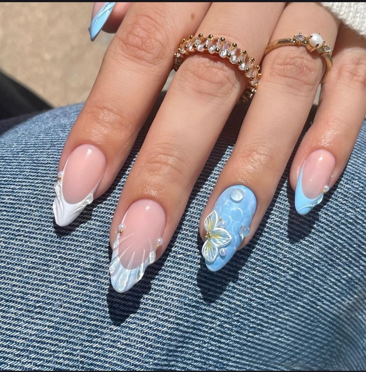 Mermaid Princess Ocean-Inspired Vacation Shell Press On Nails – Iridescent & Beachy False Nails from ShopQAQ