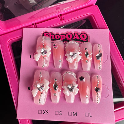 2024 Handcrafted Short Butterfly Pink Press On Nails – Cute & Sophisticated Summer Style | False Nails | False Nails, Handmade False Nails, press on nails | SHOPQAQ