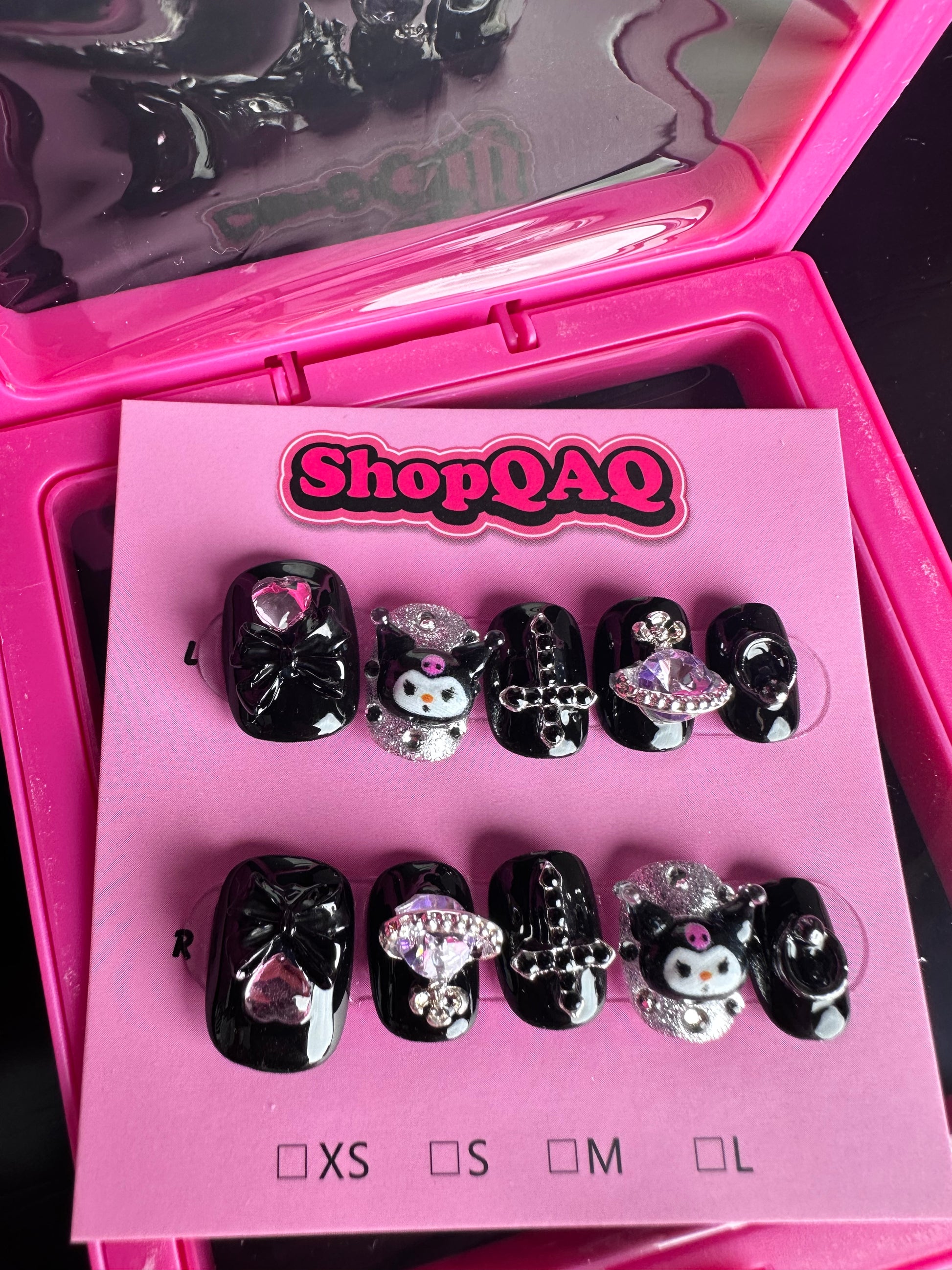 Handcrafted Baddie Kuromi Happy Planet Press On Nails – Fun & Trendy Short Nails False Nails from SHOPQAQ