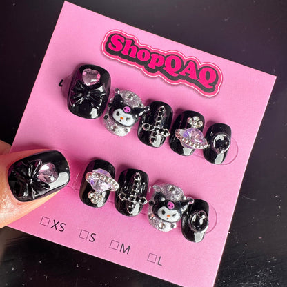 Handcrafted Baddie Kuromi Happy Planet Press On Nails – Fun & Trendy Short Nails | False Nails | False Nails, Handmade False Nails, press on nails | SHOPQAQ