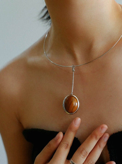 925 Silver Necklace: Wood-grain Marble&Black Onyx & White Mother of Pearl Pendant necklaces from SHOPQAQ