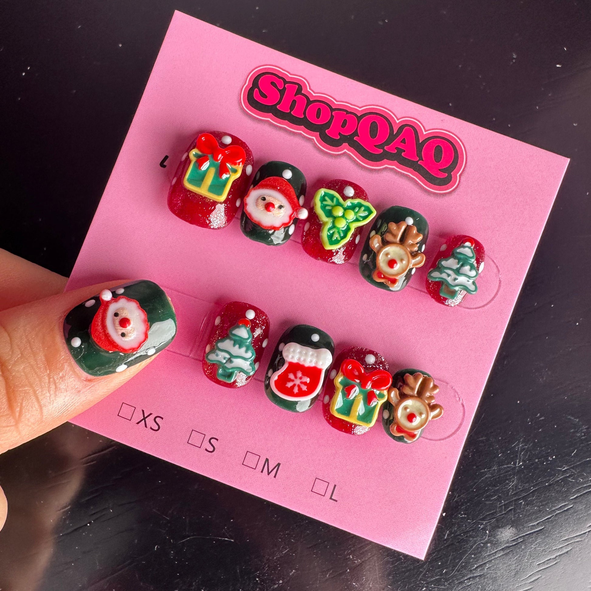 Handcrafted Christmas Press-On Nails - Short Festive Snowman & Reindeer Removable Nail Art | False Nails | False Nails, Handmade False Nails, press on nails | SHOPQAQ