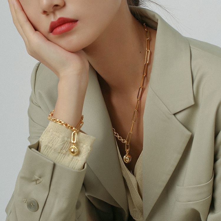 Articulated Chain Detachable Gold Ball Necklace necklaces from SHOPQAQ