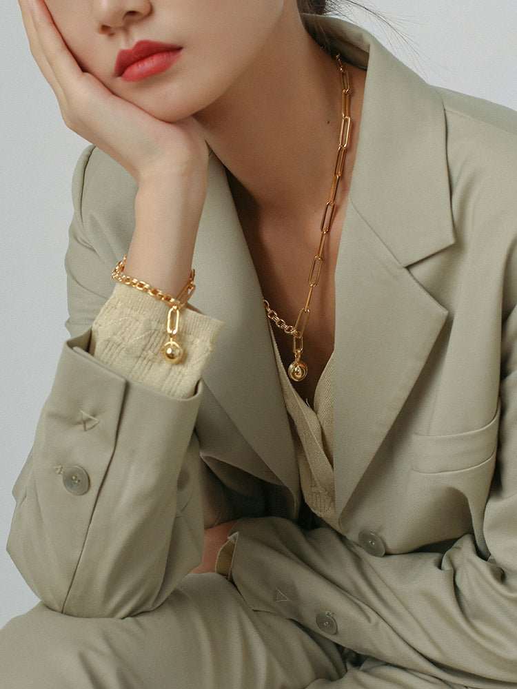 Articulated Chain Detachable Gold Ball Necklace necklaces from SHOPQAQ