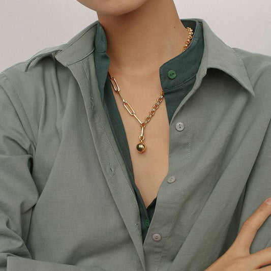 Articulated Chain Detachable Gold Ball Necklace necklaces from SHOPQAQ