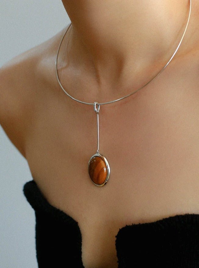 925 Silver Necklace: Wood-grain Marble&Black Onyx & White Mother of Pearl Pendant necklaces from SHOPQAQ