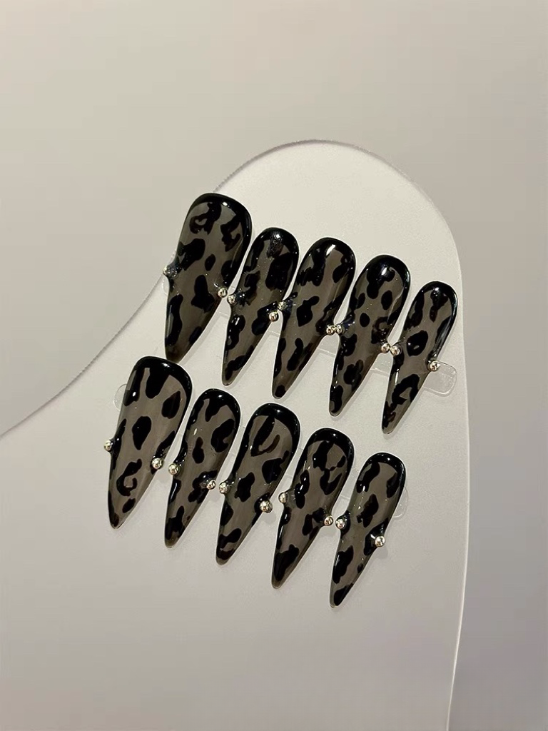【handdrawn black leopard】 False Nails from SHOPQAQ