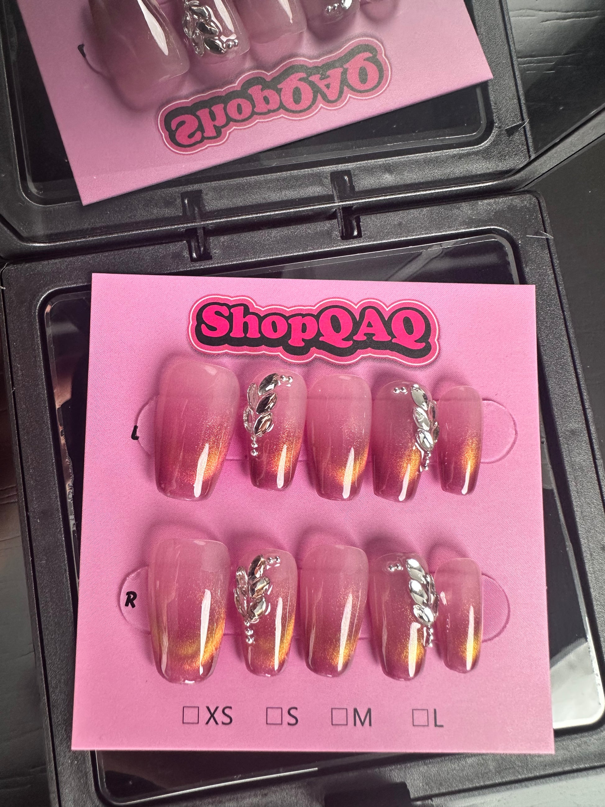 Peach Gradient Press-On Nails – Pure Desire, Sweet Peach, and Cat Eye Effect False Nails from SHOPQAQ