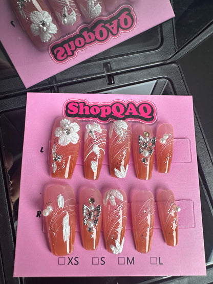 2024 New Year Collection | Handcrafted Press-On Nails – Sweet and Edgy Butterfly Design for Everyday Wear False Nails from SHOPQAQ