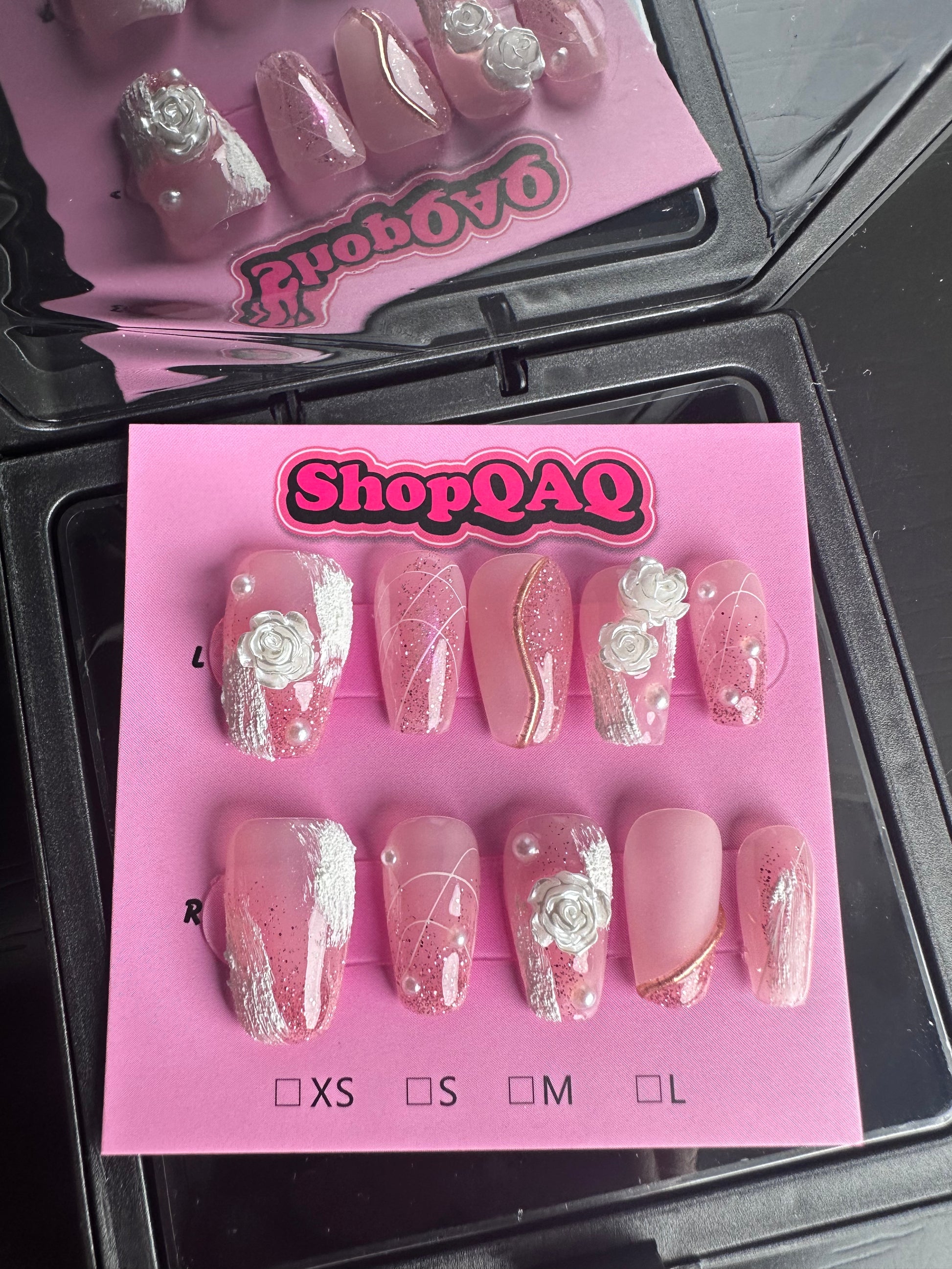 Pink Camellia Handcrafted Press-On Nails - Elegant Bridal Nail Art, 2024 New Arrival False Nails from SHOPQAQ