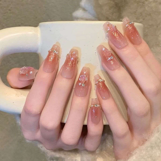 Camellia Trapezoidal False Nails from SHOPQAQ