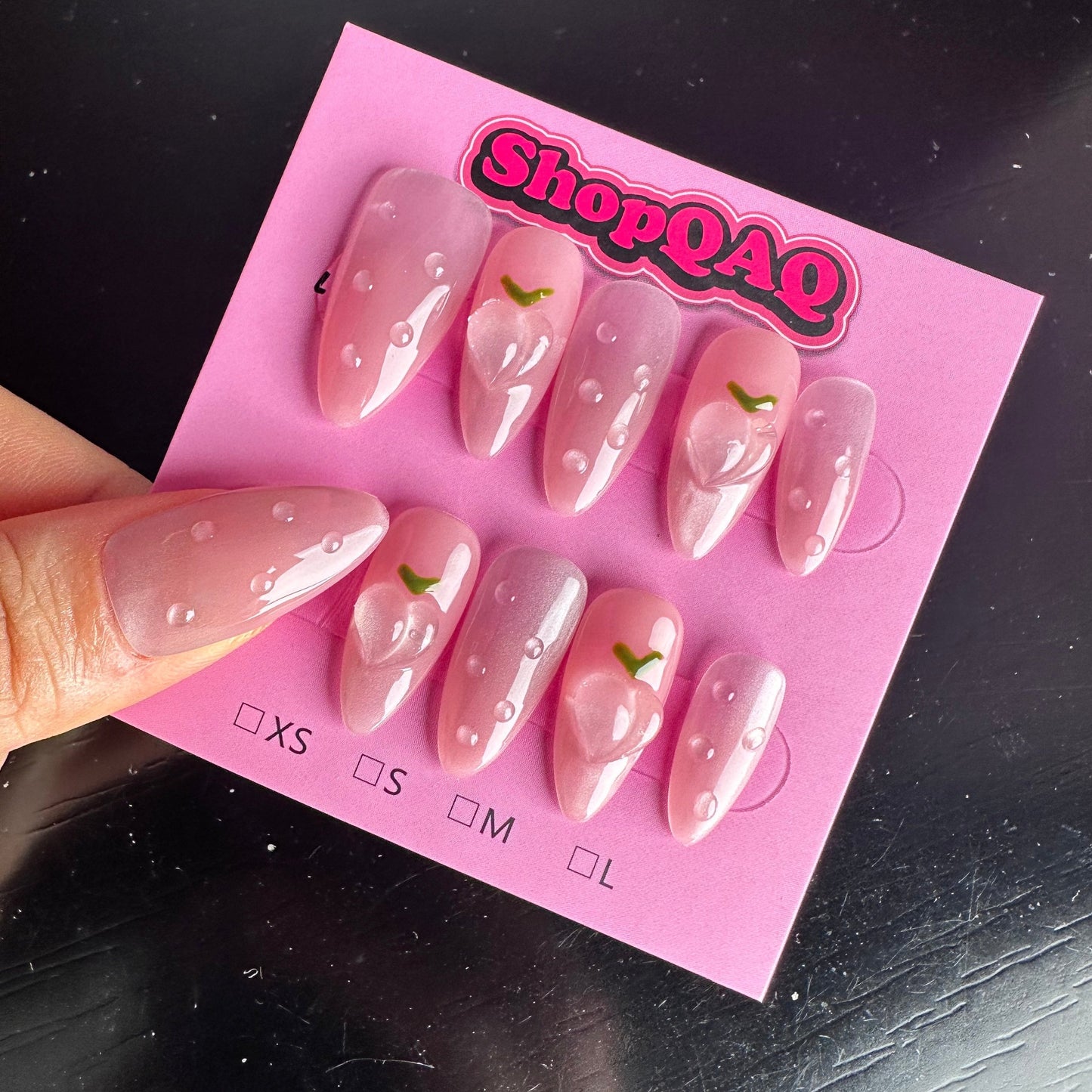 Icy Peach Handcrafted Press-On Nails - Brightening Dewdrop Pink Short Gel Nails for a Fresh, Youthful Look False Nails from SHOPQAQ