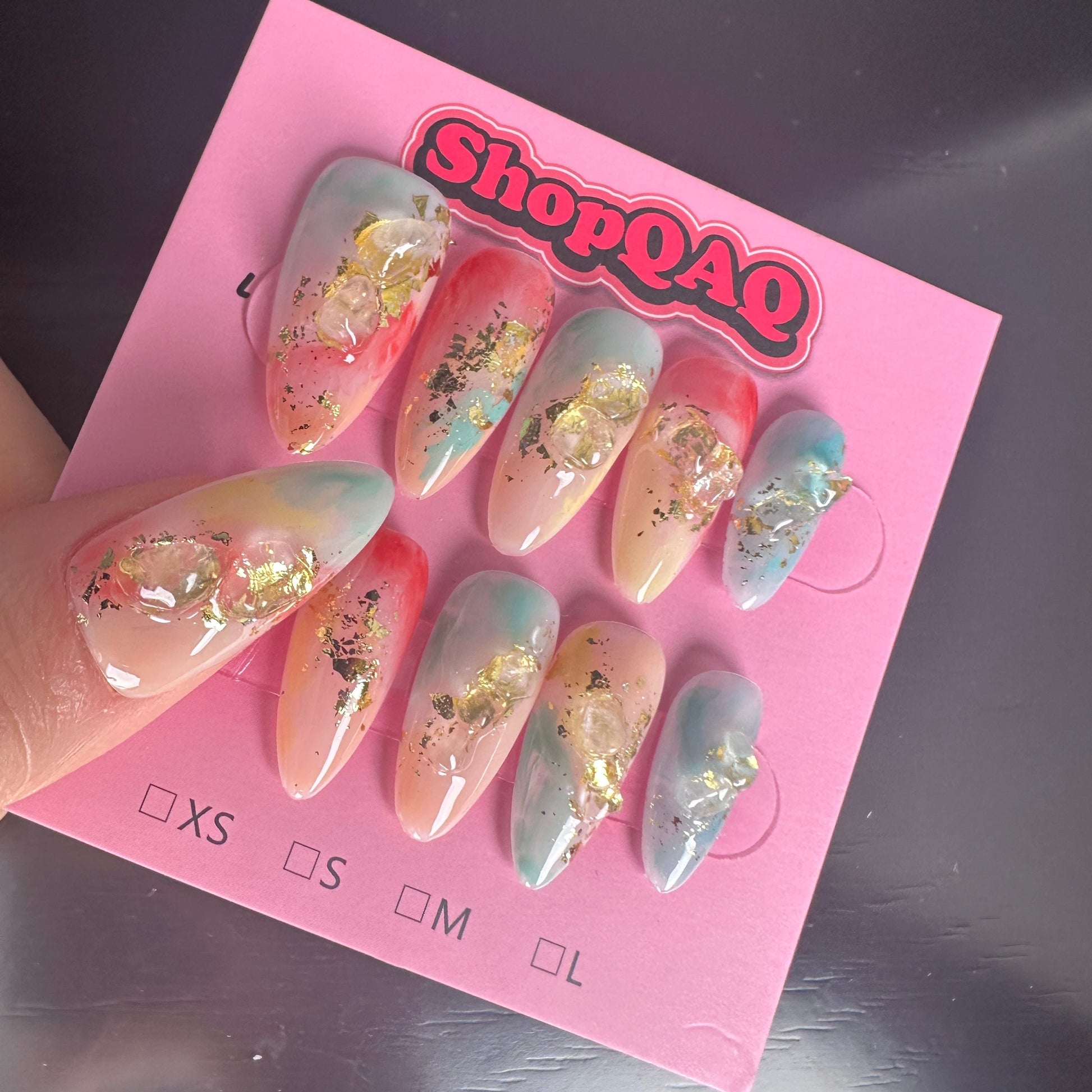 Mystic Garden | Handcrafted Press-On Nails – Inspired by Da Yu Hai Tang & The Demon Cat Legend, Featuring Chinese Dunhuang Feitian,, and Gilded 3D Design False Nails from SHOPQAQ