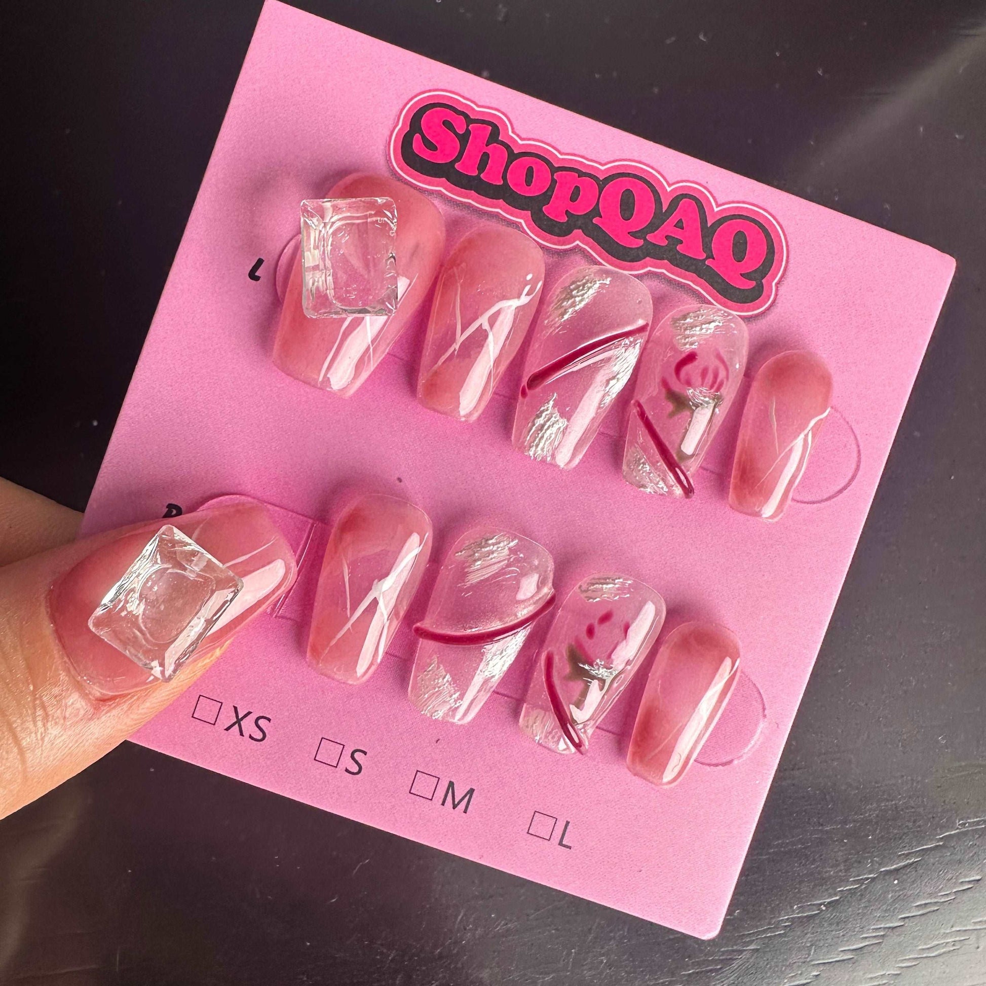 Desert Rose" Hand-Painted Gradient Press-On Nails - 2024 New Arrival, Elegant & Sophisticated Handmade Nail Art False Nails from SHOPQAQ