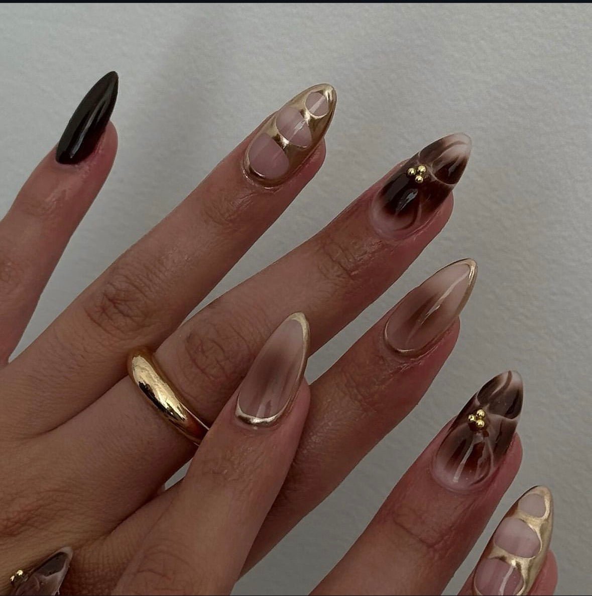 2024 Almond-Shaped Brown Autumn Element Press-On Nails False Nails from SHOPQAQ