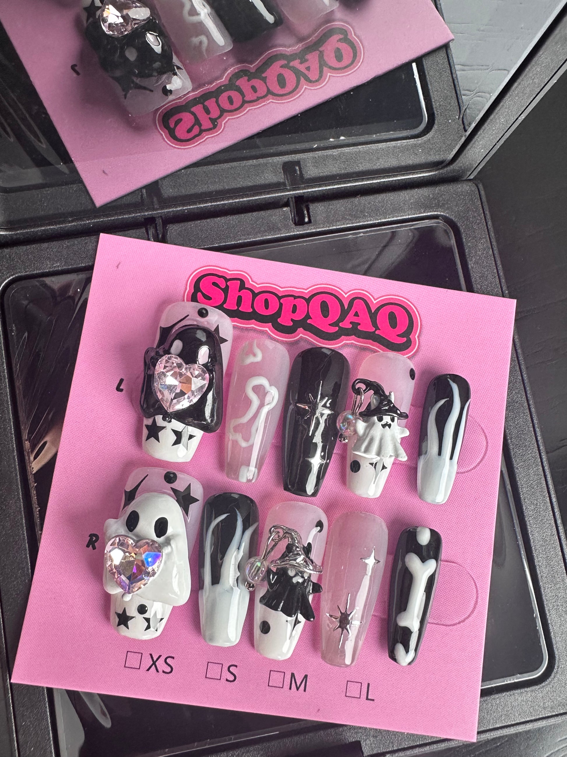 Original Hand-Painted Ghost Nail Art | Super Cute Sweet and Cool Press-On Nails False Nails from SHOPQAQ