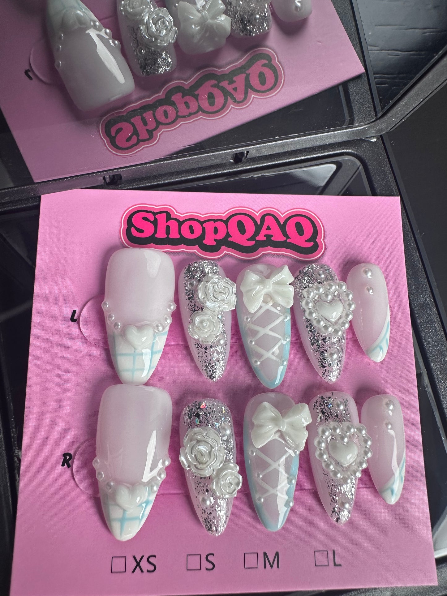 Sweet Chic Blue Bow Press-On Nails – Cute and Versatile Manicure False Nails from SHOPQAQ