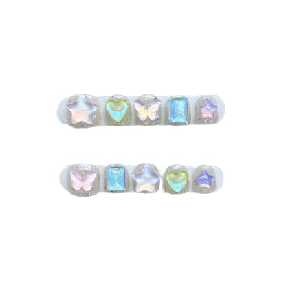 Children's Candy-Colored Aurora Mocha Diamond False Nails from SHOPQAQ