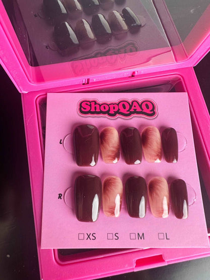 Autumn Amber Ombre Press-On Nails - Handcrafted Coffee & Milk Tea Color Gel Nail Art False Nails from SHOPQAQ