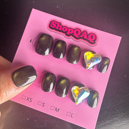 Handcrafted Gemstone Embellished Press-On Nails False Nails from SHOPQAQ