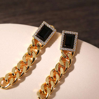 Black Square Zircon Chain Earrings earrings from SHOPQAQ