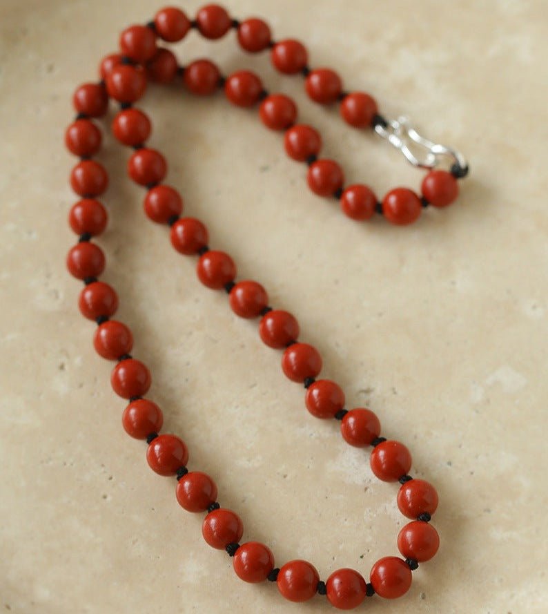 925 Silver Clasp Red Natural Stone Beaded Necklace necklaces from SHOPQAQ