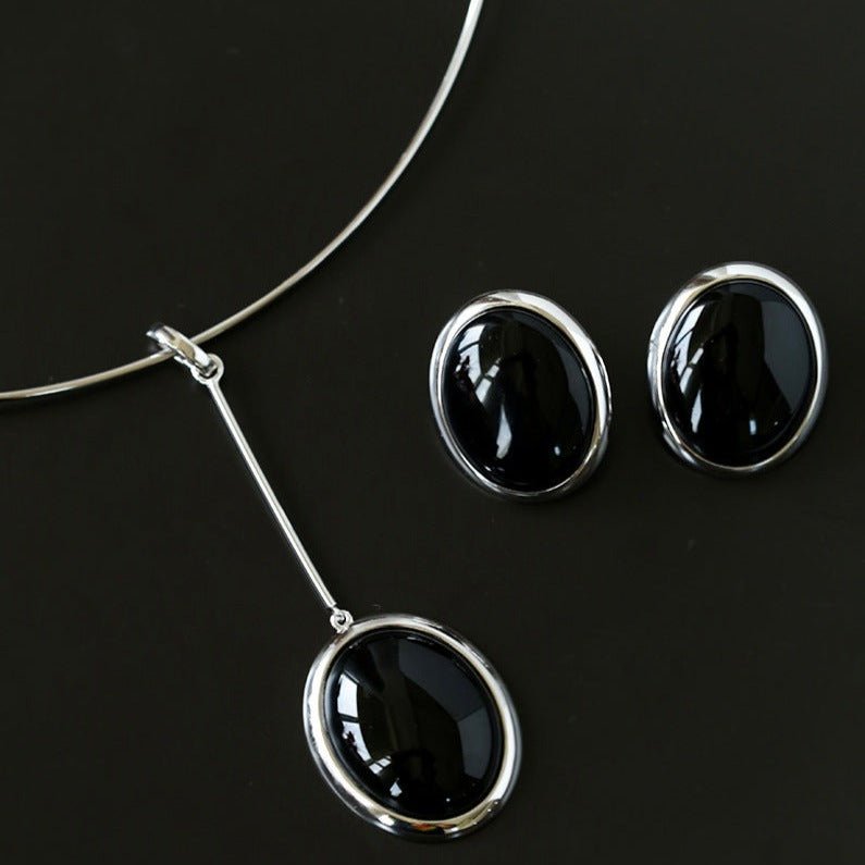 925 Silver Necklace: Wood-grain Marble&Black Onyx & White Mother of Pearl Pendant necklaces from SHOPQAQ