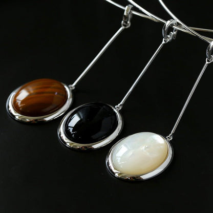 925 Silver Necklace: Wood-grain Marble&Black Onyx & White Mother of Pearl Pendant necklaces from SHOPQAQ