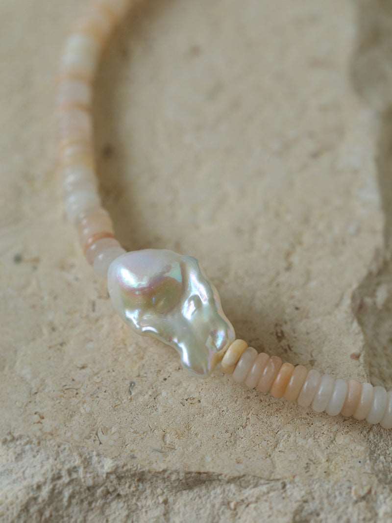 Baroque Pearl Blush Beaded Collar Necklace necklaces from SHOPQAQ