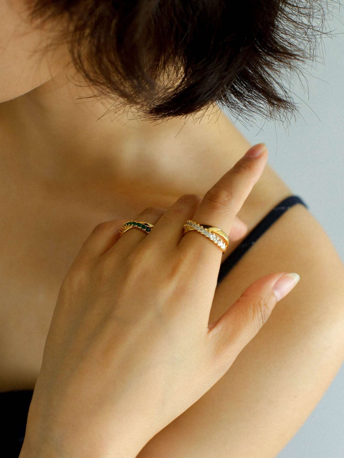 Cross Micro-inlaid Zircon Split Ring Rings from SHOPQAQ