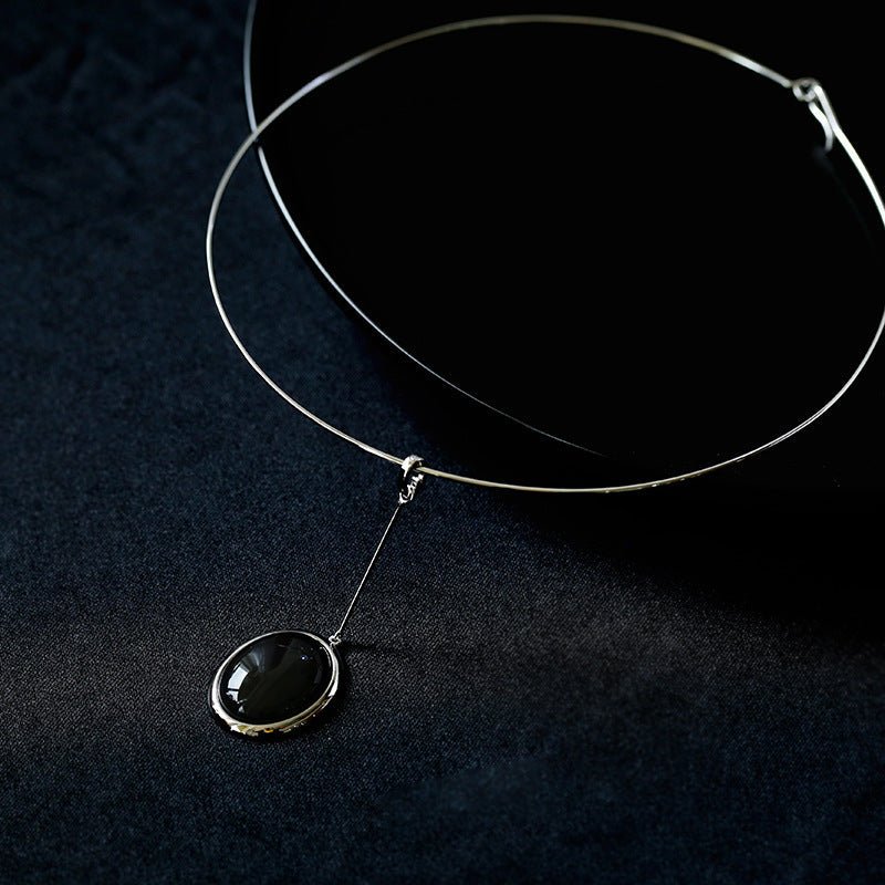 925 Silver Necklace: Wood-grain Marble&Black Onyx & White Mother of Pearl Pendant necklaces from SHOPQAQ