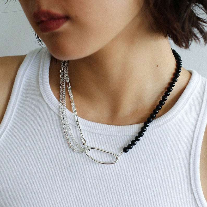 Black Agate Splicing Multi-layer Chain Necklace necklaces from SHOPQAQ