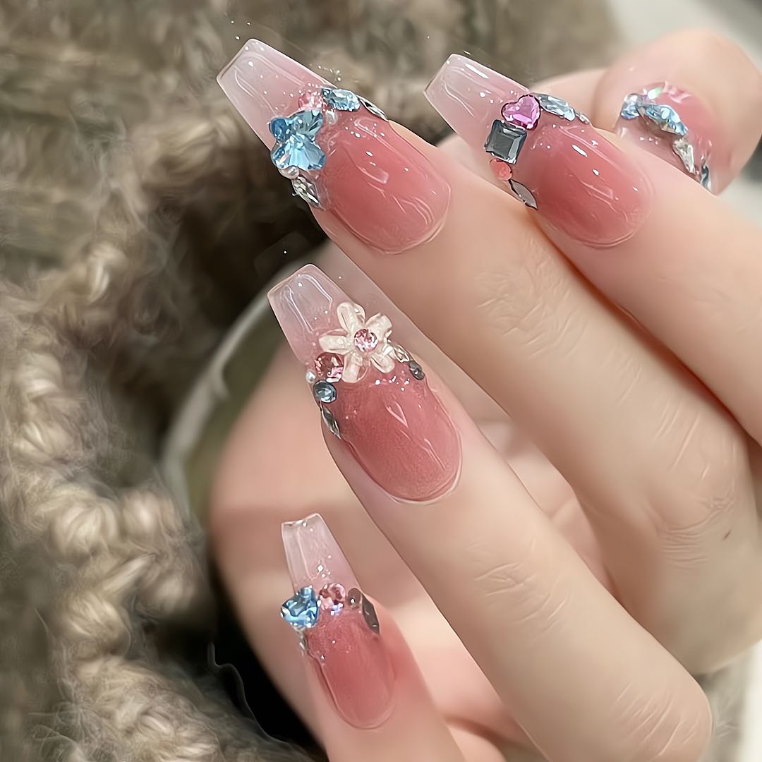 Floral French Manicure Nail Stickers False Nails from SHOPQAQ