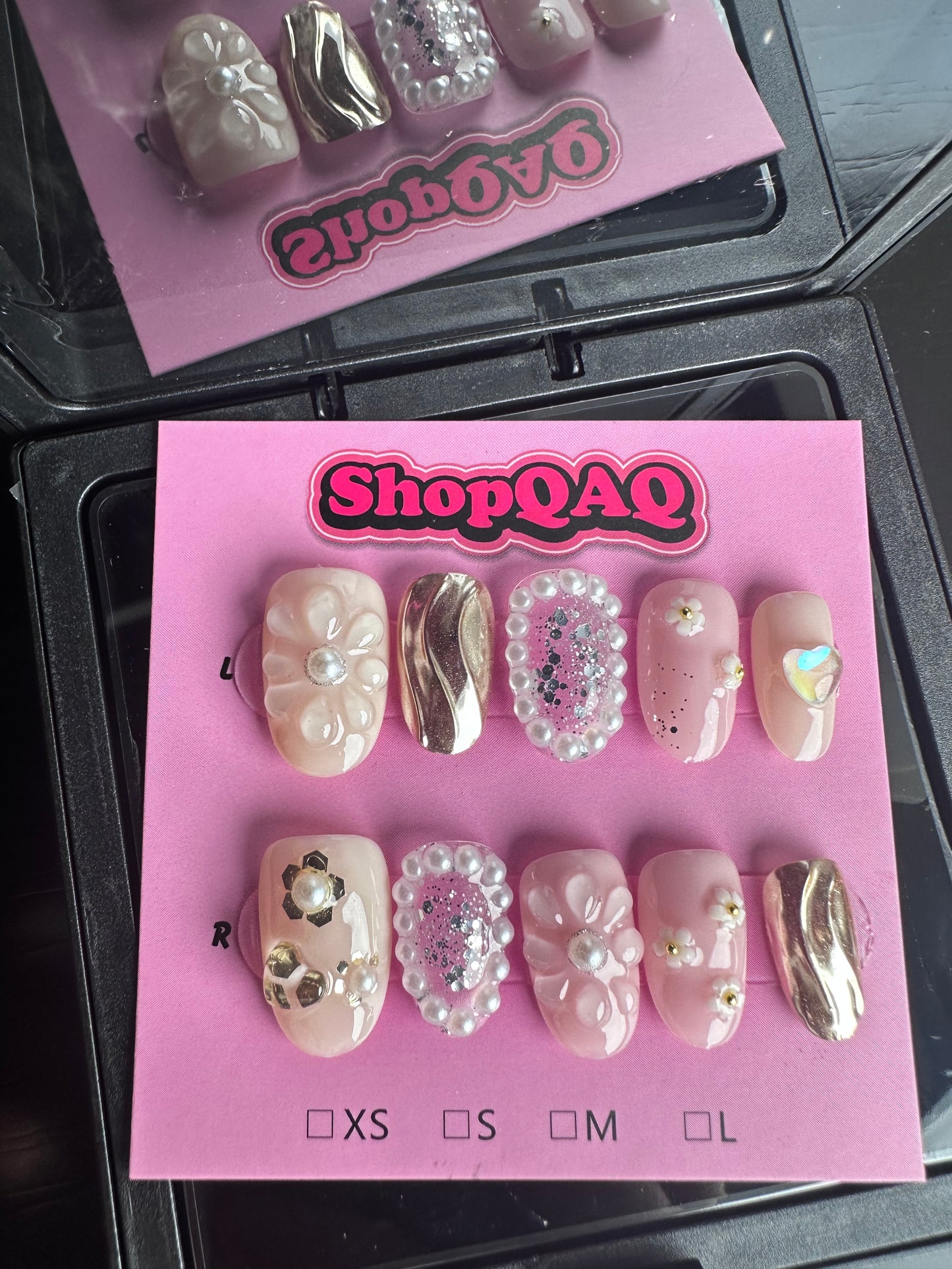 Sweet Bloom Handcrafted Press-On Nails - 3D Floral Gel Art, Short Length, Complete Set False Nails from SHOPQAQ