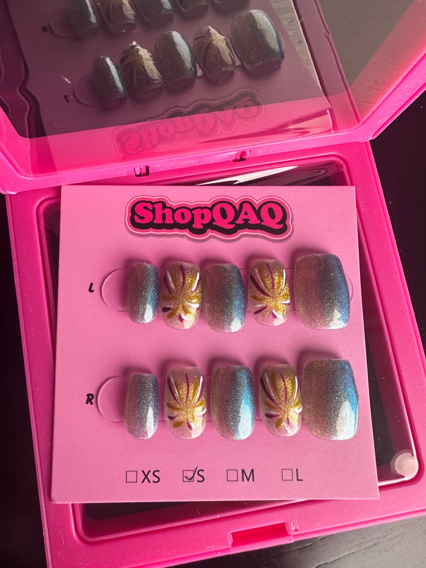 Cat Eye Firework Press-On Nails - Handcrafted High-End Short Gel Nails for Fall/Winter False Nails from SHOPQAQ