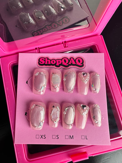 Somali Sea Handcrafted Press-On Nails - Intricate Detailing, Removable Medium-Long Spring/Summer 2024 Gel Nail Art False Nails from SHOPQAQ