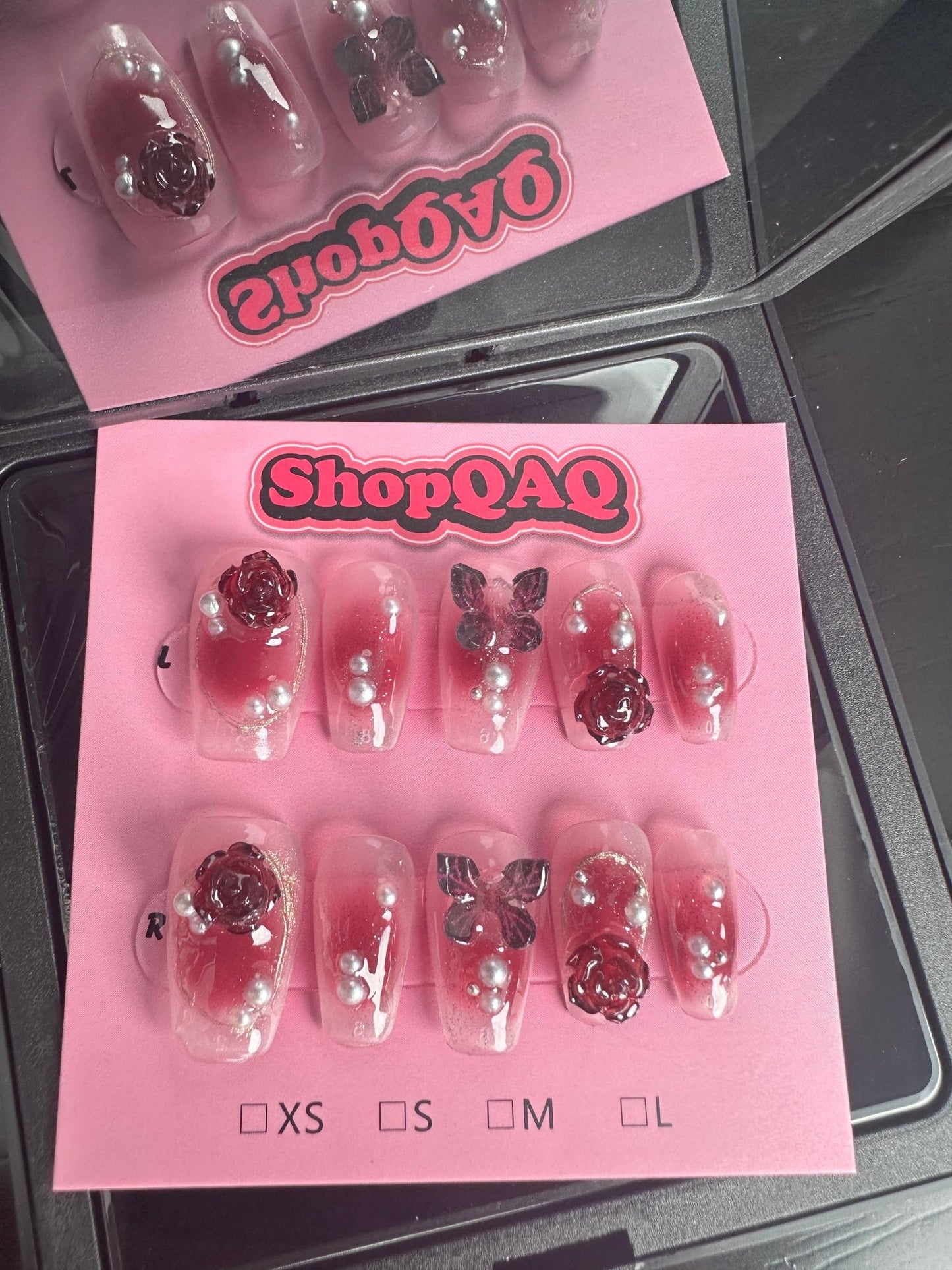 2024 Opulent Burgundy Camellia & Butterfly Press-On Nails – Handcrafted Elegance for the Modern Heiress False Nails from SHOPQAQ