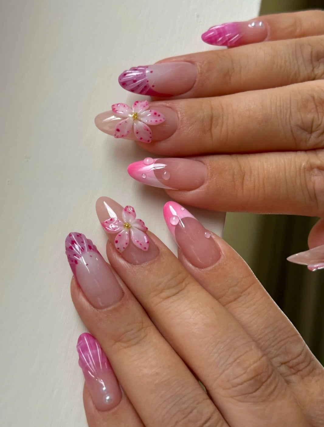 Summer Island Style 3D Flower Nails False Nails from SHOPQAQ