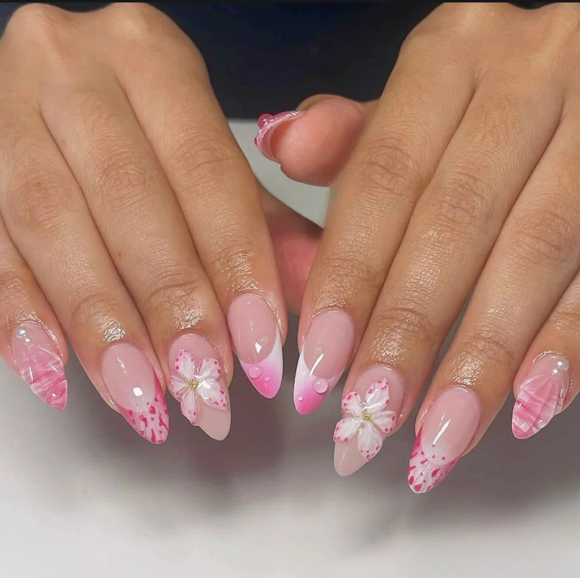 Summer Island Style 3D Flower Nails False Nails from SHOPQAQ