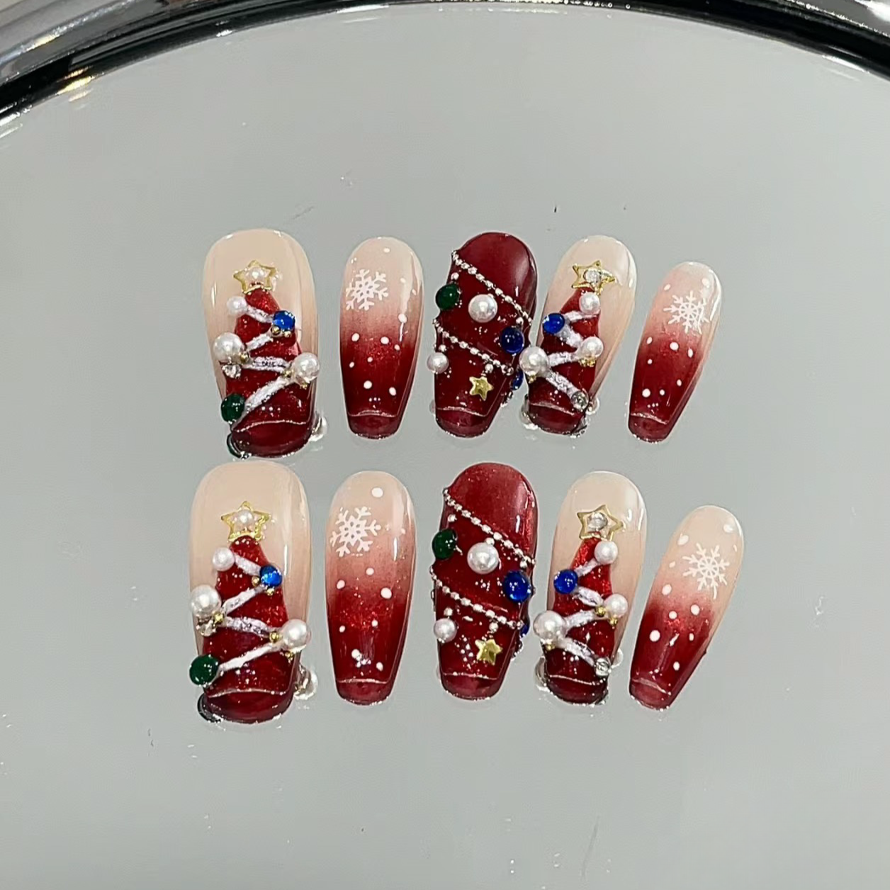 [Colorful lights Christmas Tree] False Nails from SHOPQAQ