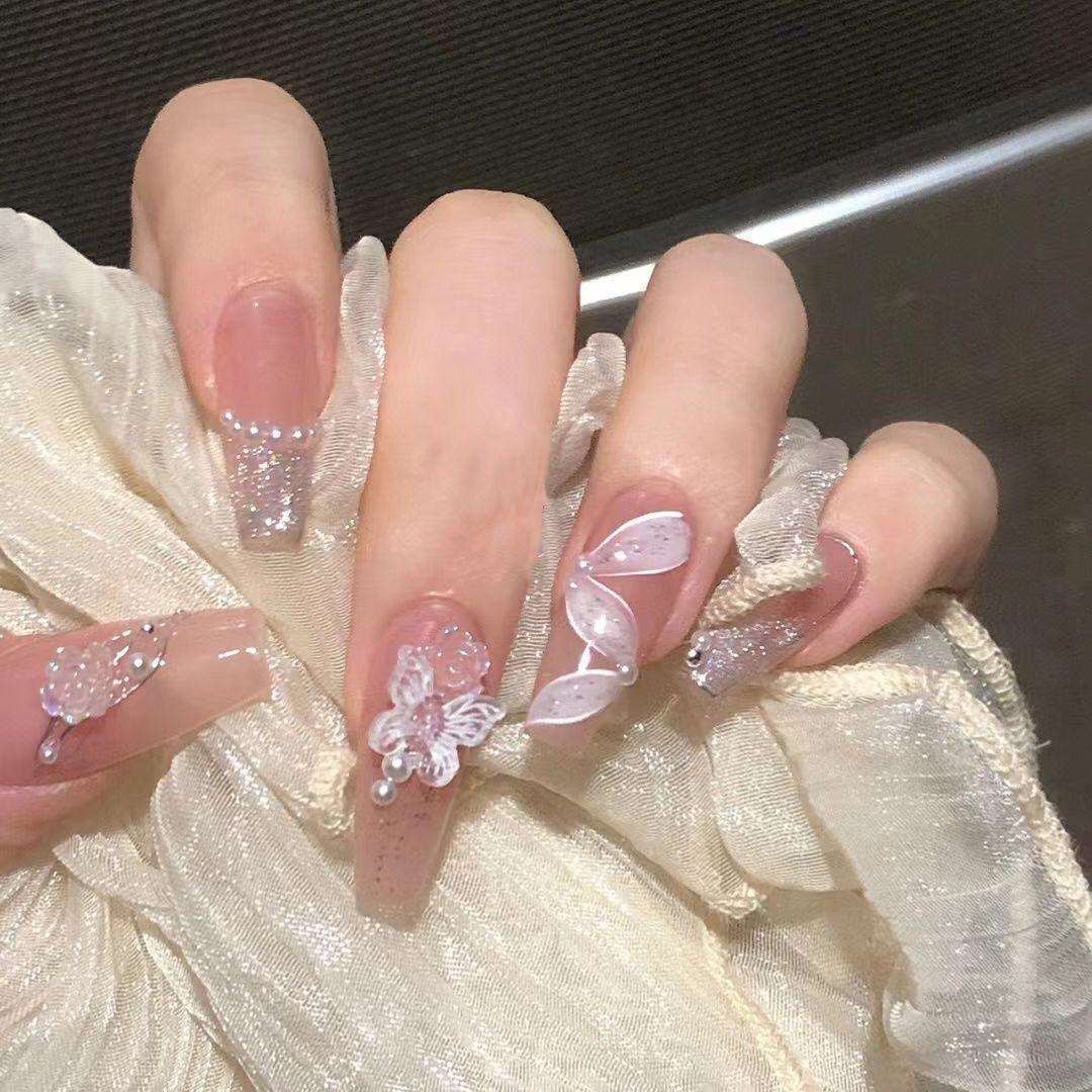 Butterfly Ribbon False Nails from SHOPQAQ